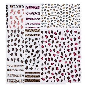 6 Sheets Random Color Leopard Print Nail Stickers Self-Adhesive DIY Nail Art Decals Decorations Nail Decals