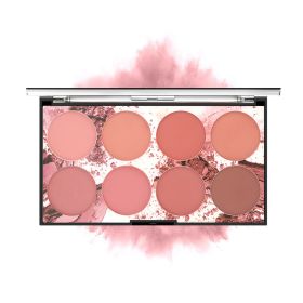 8 Colors Blush Palette Matte Mineral Blush Powder Bright Shimmer Face Blush Contour and Highlight Blush Palette Professional Facial Beauty Cosmetic M)