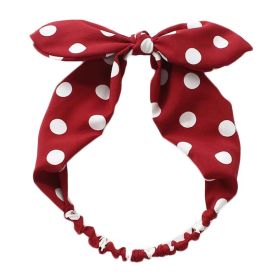 Crepe Wine Red Knotted Headband Vintage Polka Dot Bowknot Hair Ribbon Wide Hairband Hair Wrap