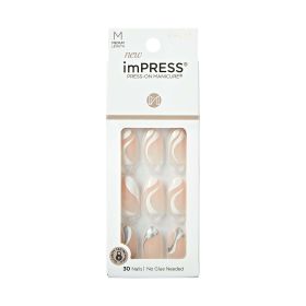 KISS imPRESS Medium Almond Gel Press-On Nails, Glossy Light Pink, 'On My Mind', 33Ct.