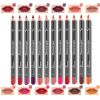 12Pcs Professional Waterproof Lipliner Pencil Smooth Natural Lip Liner Pen Lip Long Lasting Moisturizer Cosmetic Makeup