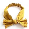 Yellow Simple Bowknot Stretch Hairband Solid Color Headband Out Wide Hair Ribbon Headwrap