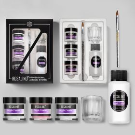 Nail Powder Acrylic System Kit Professional Nail Art Tool Set Contain Glass Cup Acrylic Liquid Extention Carving Manicure (Option: 6pcs/set)