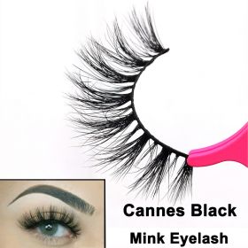 2022 Nieuwe 3D Nertsen Valse Wimpers Handgemaakte Natuurlijke Bruine Fake Mink Wimpers Dikke Lange Zwarte Lash Makeup Tools Voor Wimpers extension (Color: CANNES Black)