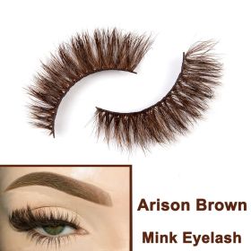 2022 Nieuwe 3D Nertsen Valse Wimpers Handgemaakte Natuurlijke Bruine Fake Mink Wimpers Dikke Lange Zwarte Lash Makeup Tools Voor Wimpers extension (Color: Arison Brown)