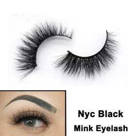 2022 Nieuwe 3D Nertsen Valse Wimpers Handgemaakte Natuurlijke Bruine Fake Mink Wimpers Dikke Lange Zwarte Lash Makeup Tools Voor Wimpers extension (Color: NYC Black)