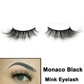 2022 Nieuwe 3D Nertsen Valse Wimpers Handgemaakte Natuurlijke Bruine Fake Mink Wimpers Dikke Lange Zwarte Lash Makeup Tools Voor Wimpers extension (Color: MONACO Black)