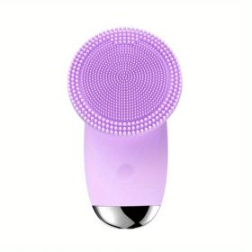 CONESN Electric Facial Cleansing Brush,Silicone Facial Cleansing Brush, Electric Silicone Face Brush, Sonic Facial Cleansing Brush For Makeup Remover) (material: ABS+Silicone, Color: Purple)