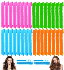 38 Pieces Heatless Hair Curler; Spiral Curlers No Heat Damage Heatless Curls with 2 Sets Styling Hooks; for Women Girls Long Medium Short Hair (4 Colo (Length: 55cm)