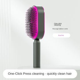 Women Fashion 3D Hair Growth Comb Hairbrush Self-Cleaning Hair Brush Self Cleaning Hair Brush For Women Massage Scalp Promote Blood Circulation Anti H (Color: Pink)